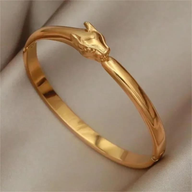 Eleganter Armreif – Edelstahl, 18K vergoldet, Panther-Design