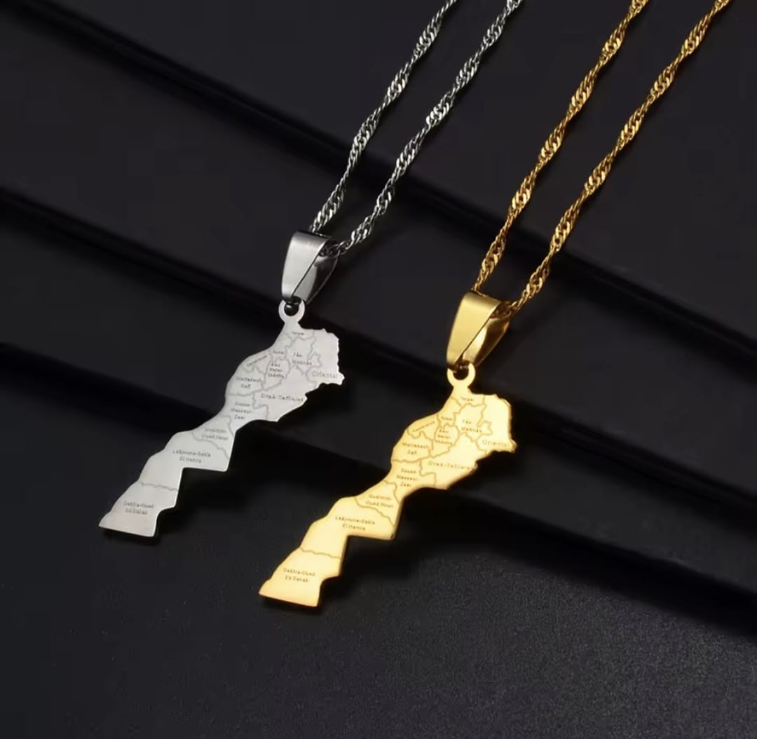 Hochwertige Edelstahl-Kette in Gold oder Weißgold mit Marroko-Umriss-Anhänger und Städtenamen. Langlebig, wasserfest, hypoallergen und alltagstauglich.