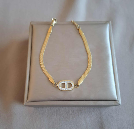 Filigranes Schlangenarmband mit "CD"-Design