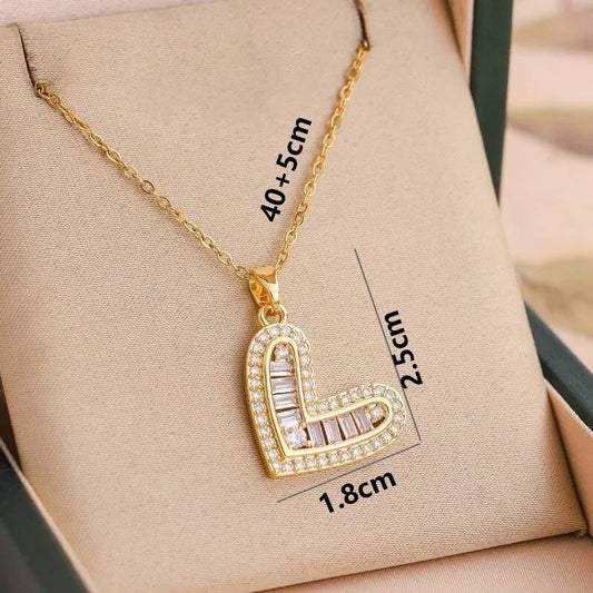 elegante Herzkette mit Zirkonia