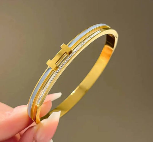 Armreif „Zwei Reihen mit H“ grau