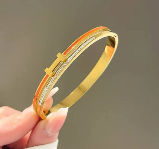 Armreif „Zwei Reihen mit H“ orange