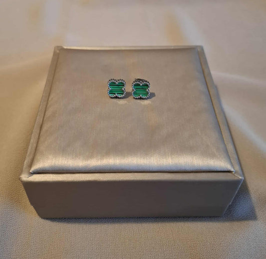 Edelstahl Ohrstecker 18 Karat Weißgold vergoldet – Klee-Design