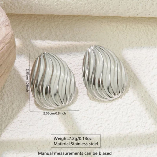 Ohrstecker Oval mit Wellen