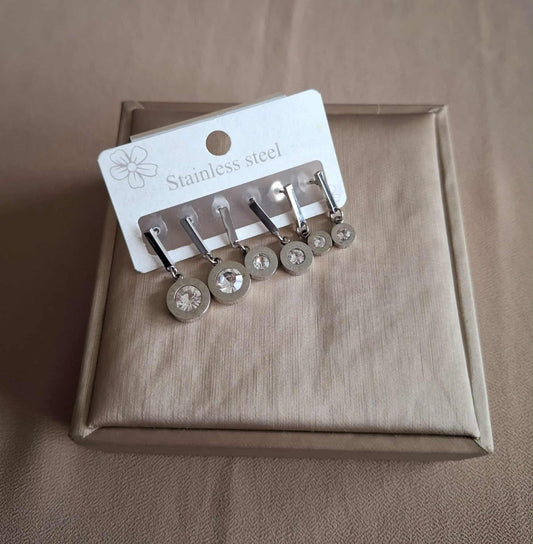 3er Set Ohrstecker mit Zirkonia & Römischen Ziffern