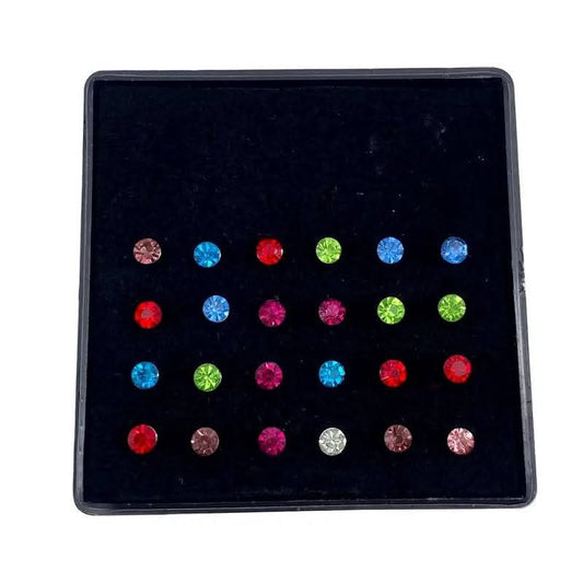 Hochwertiges Edelstahl Nasen-Piercing-Stecker mit funkelnden bunten Zirkonia-Steinchen in modernen Design. Langlebig, nickelfrei, glanzbeständig und wasserfest.
